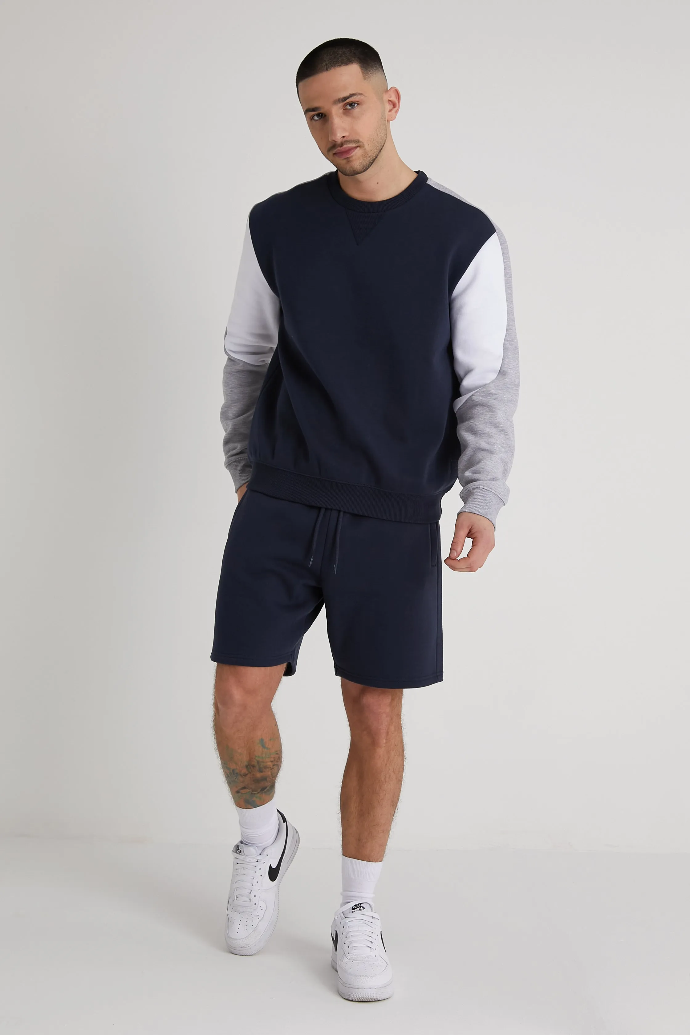 Ezra premium cut & sew fleece Sweat in Navy