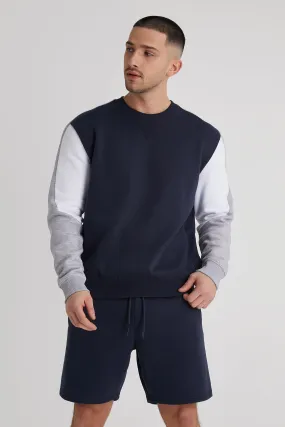 Ezra premium cut & sew fleece Sweat in Navy