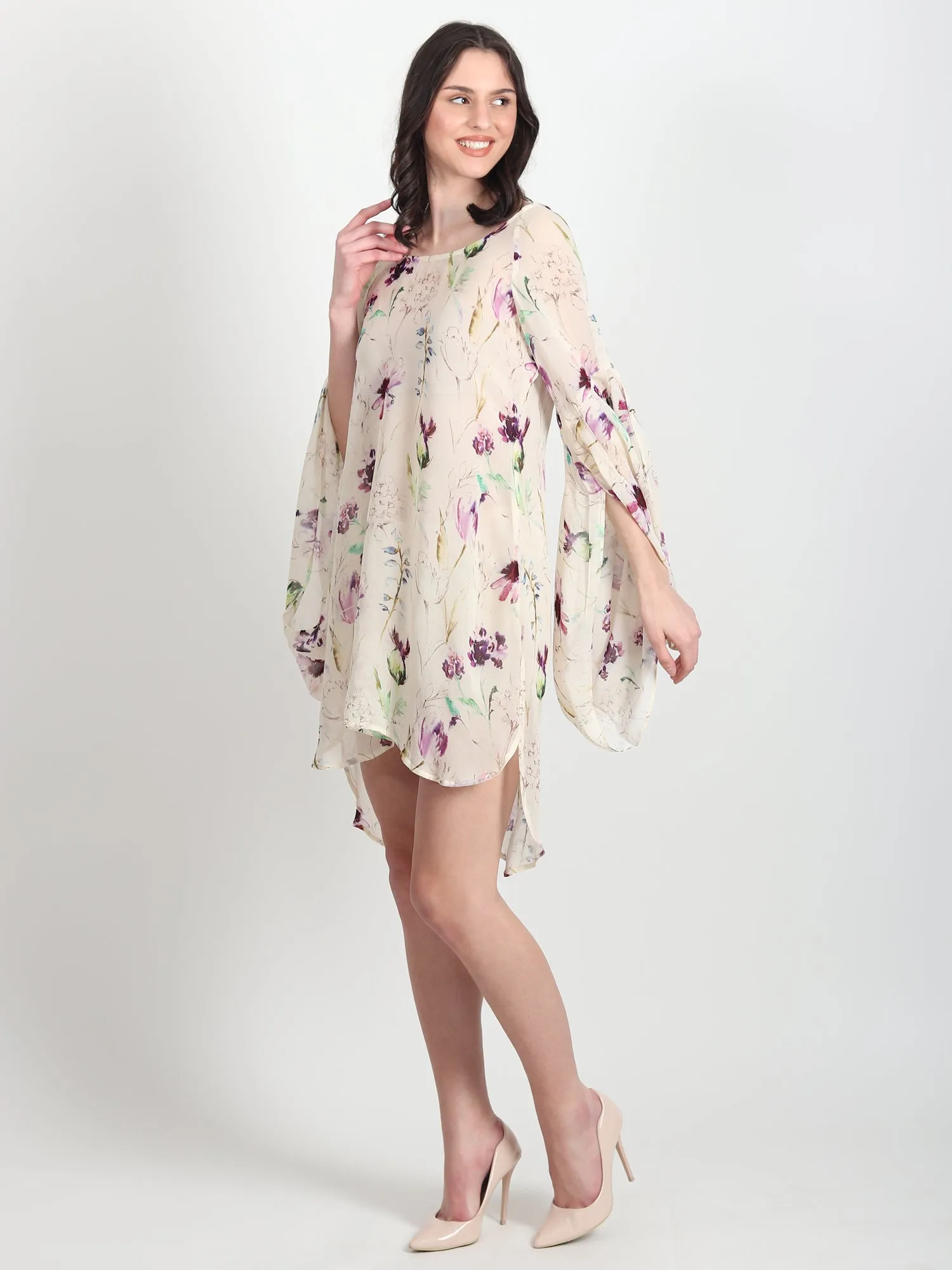 Fern Floral Printed Georgette Dress