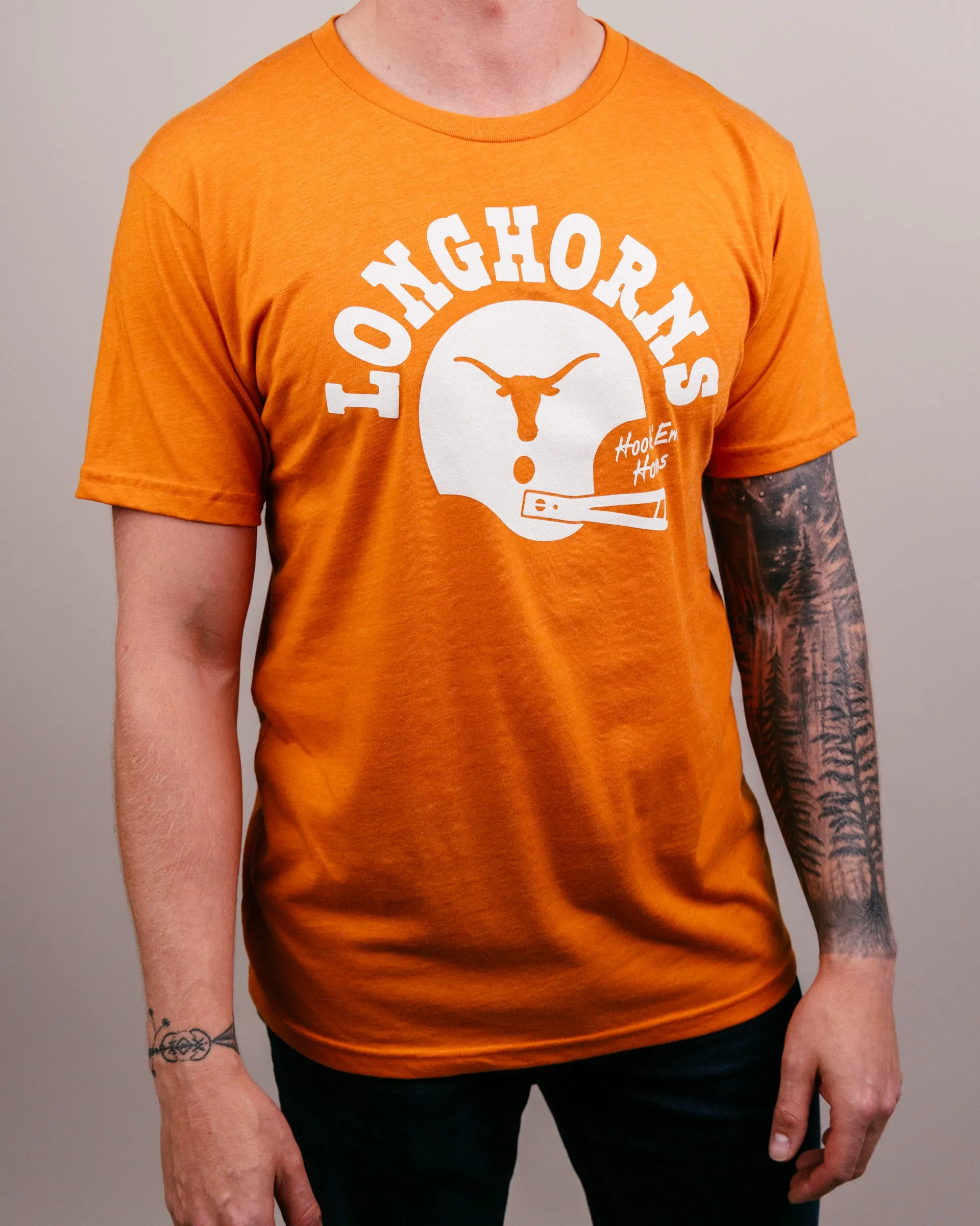 Hook 'Em Football Helmet Burnt Orange T-Shirt