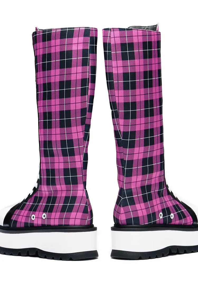 Koi Footwear - Irrelevant Long Platform Pink Check - Girl Shoes