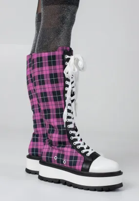 Koi Footwear - Irrelevant Long Platform Pink Check - Girl Shoes