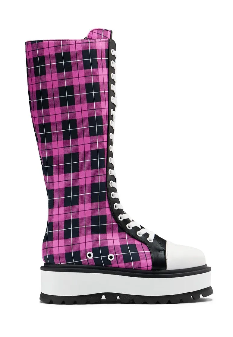 Koi Footwear - Irrelevant Long Platform Pink Check - Girl Shoes