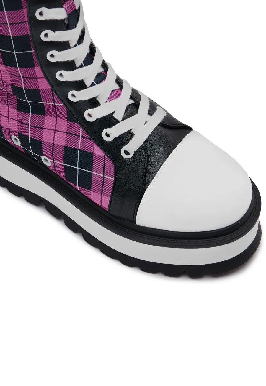 Koi Footwear - Irrelevant Long Platform Pink Check - Girl Shoes