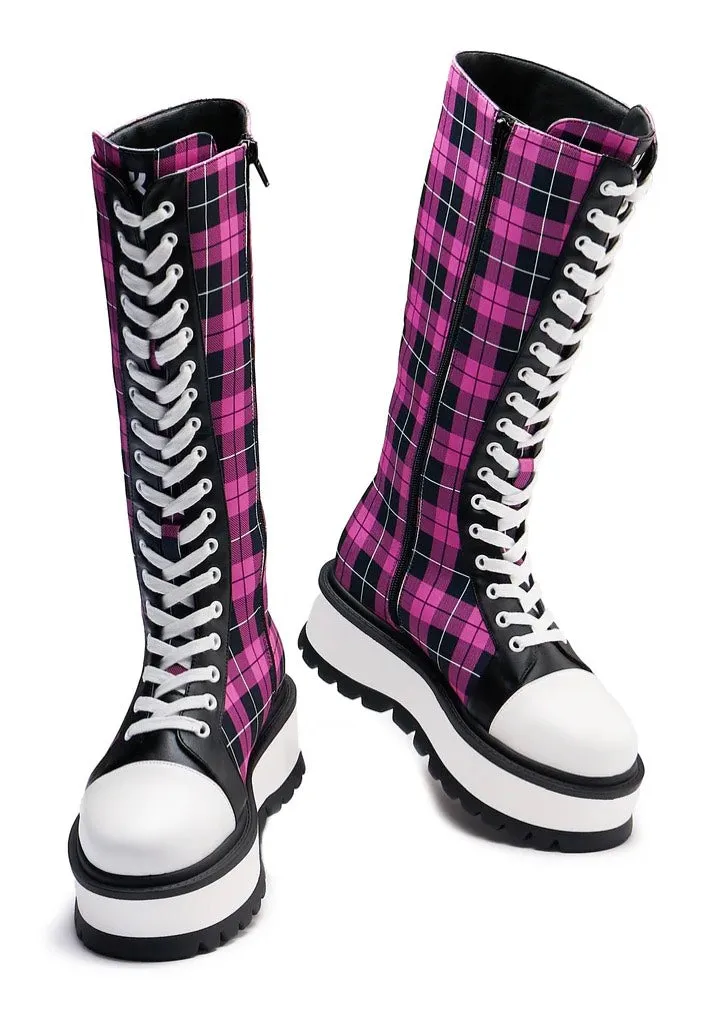 Koi Footwear - Irrelevant Long Platform Pink Check - Girl Shoes