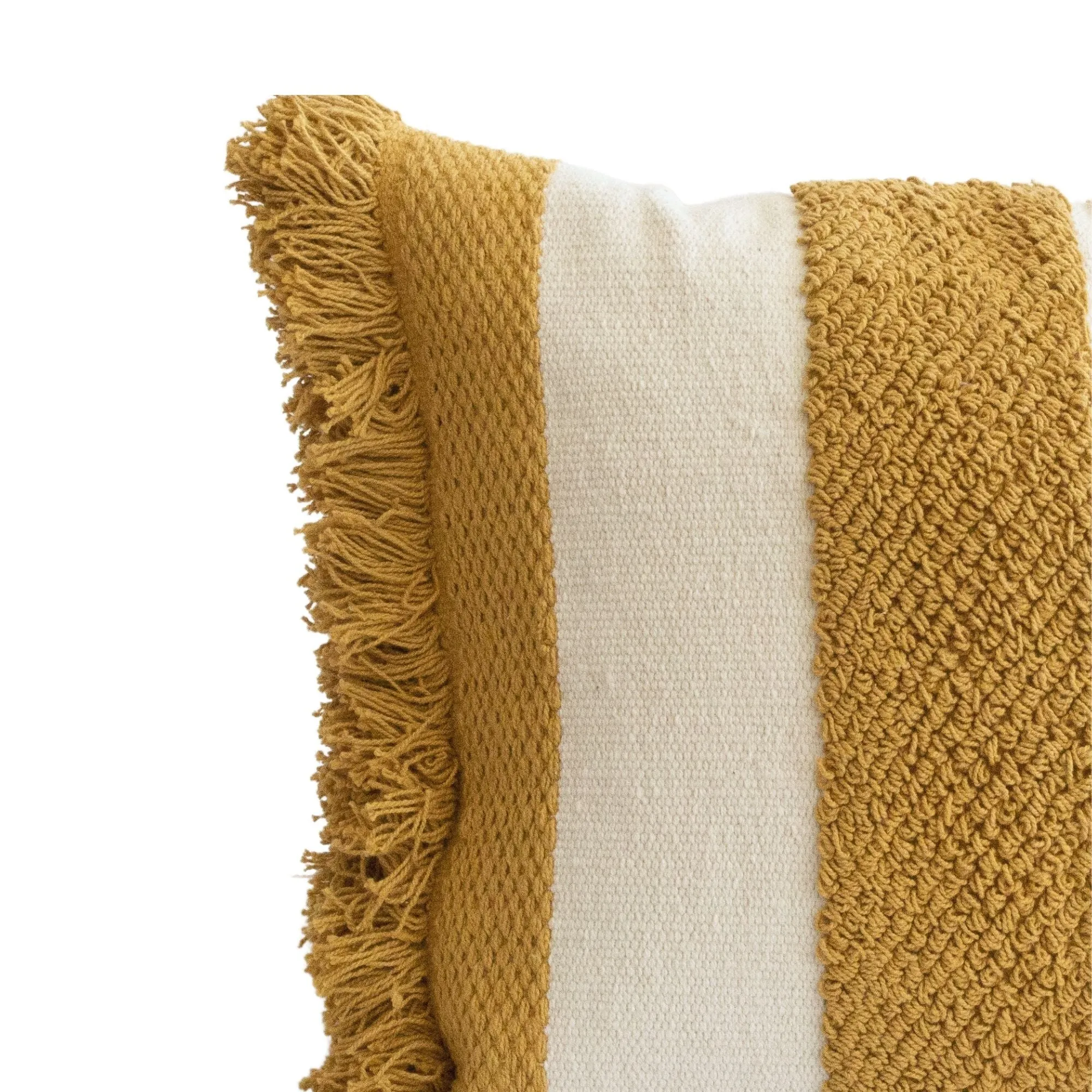 Logan Fringe Pillow Cover in Yellow