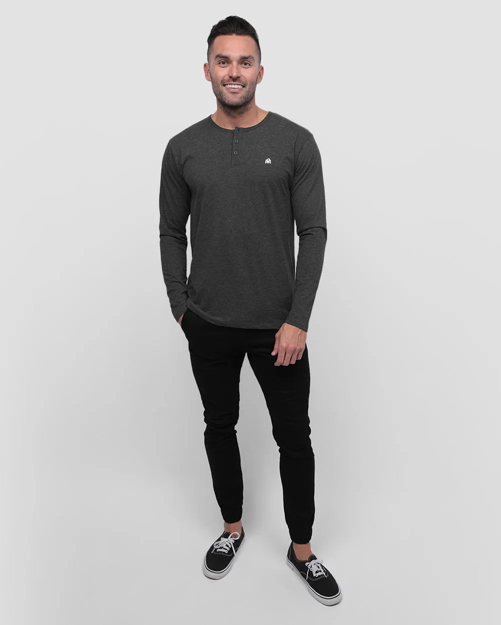 Long Sleeve Henley Tee - Branded