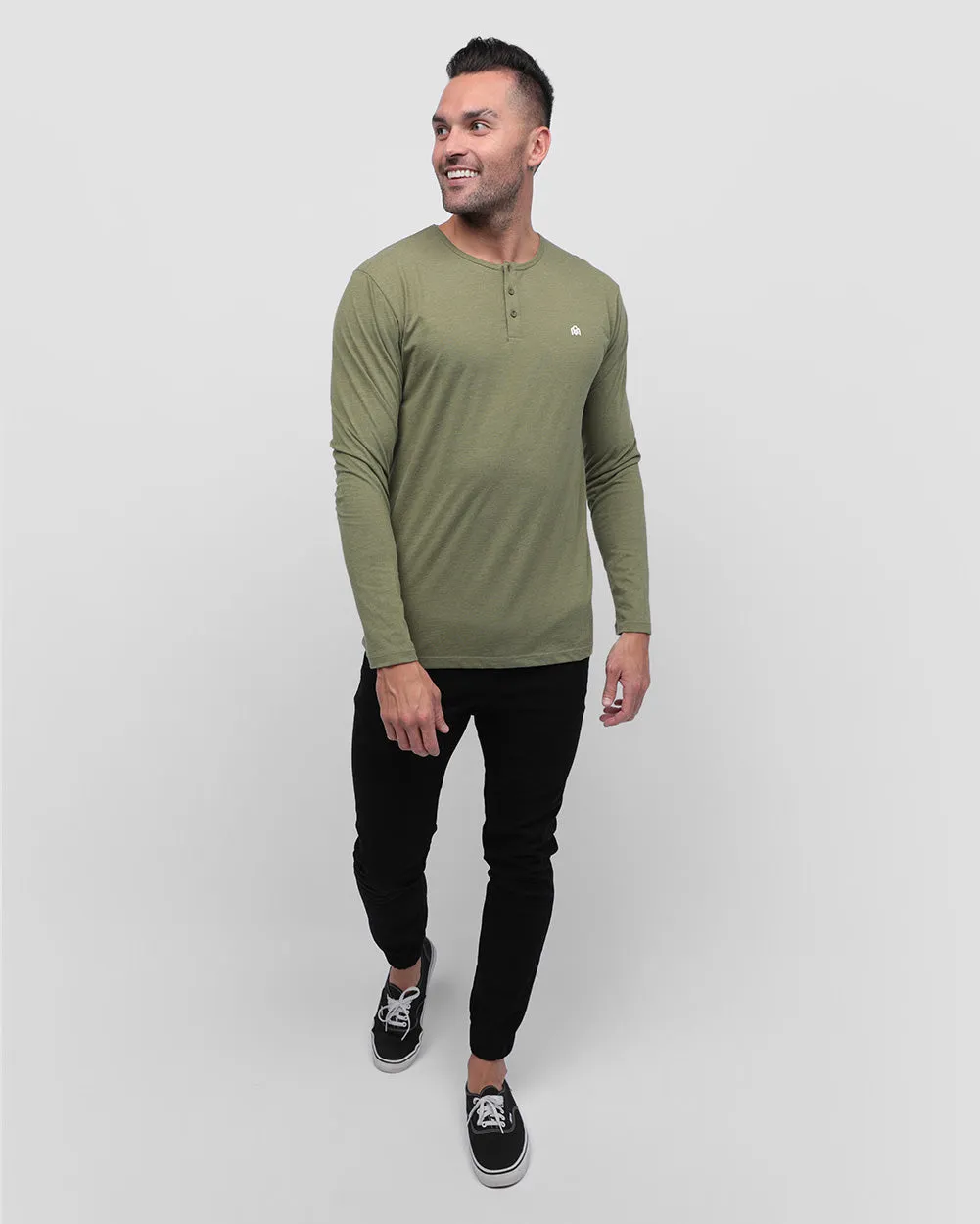 Long Sleeve Henley Tee - Branded