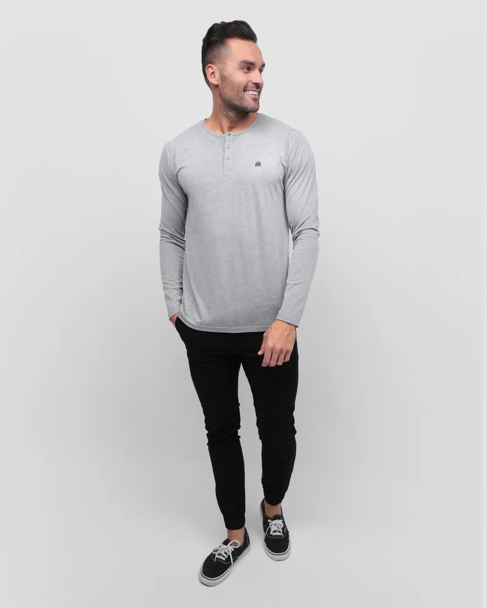 Long Sleeve Henley Tee - Branded