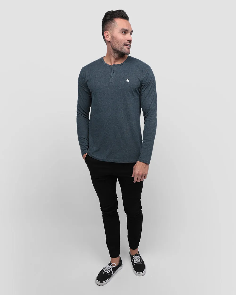 Long Sleeve Henley Tee - Branded