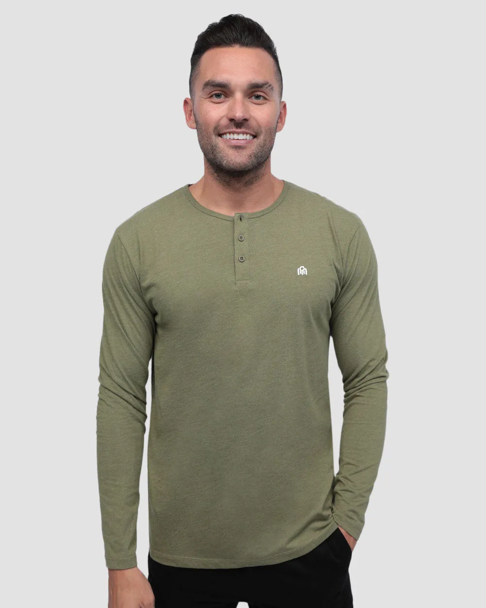 Long Sleeve Henley Tee - Branded