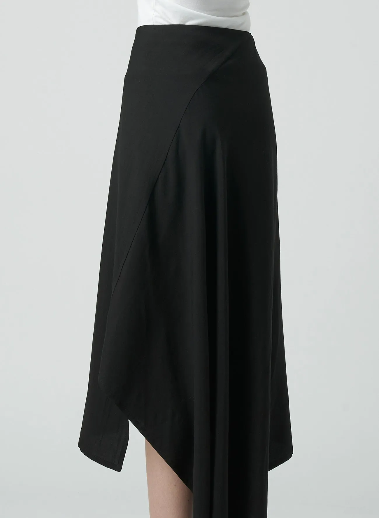 LYOCELL/RAYON GABARDINE SKIRT WITH ASYMMETRIC HEMLINE