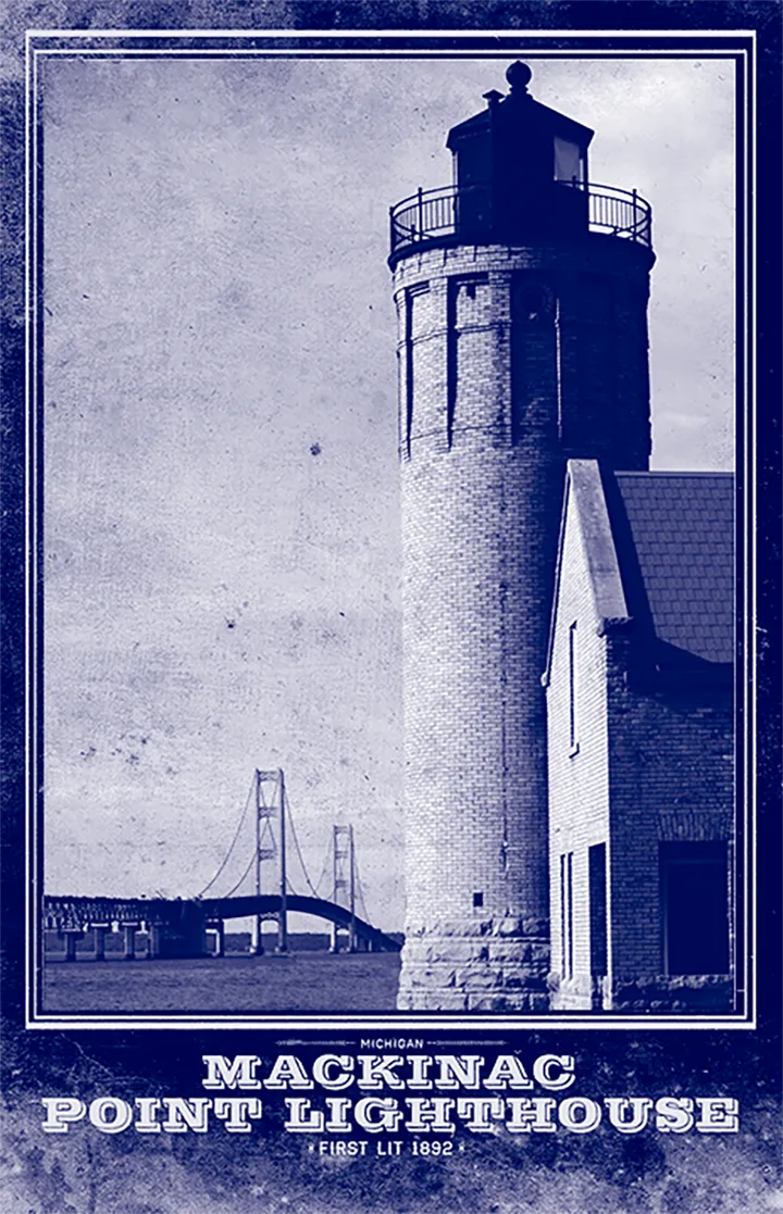 Mackinac Point Lighthouse Vintage Travel Poster