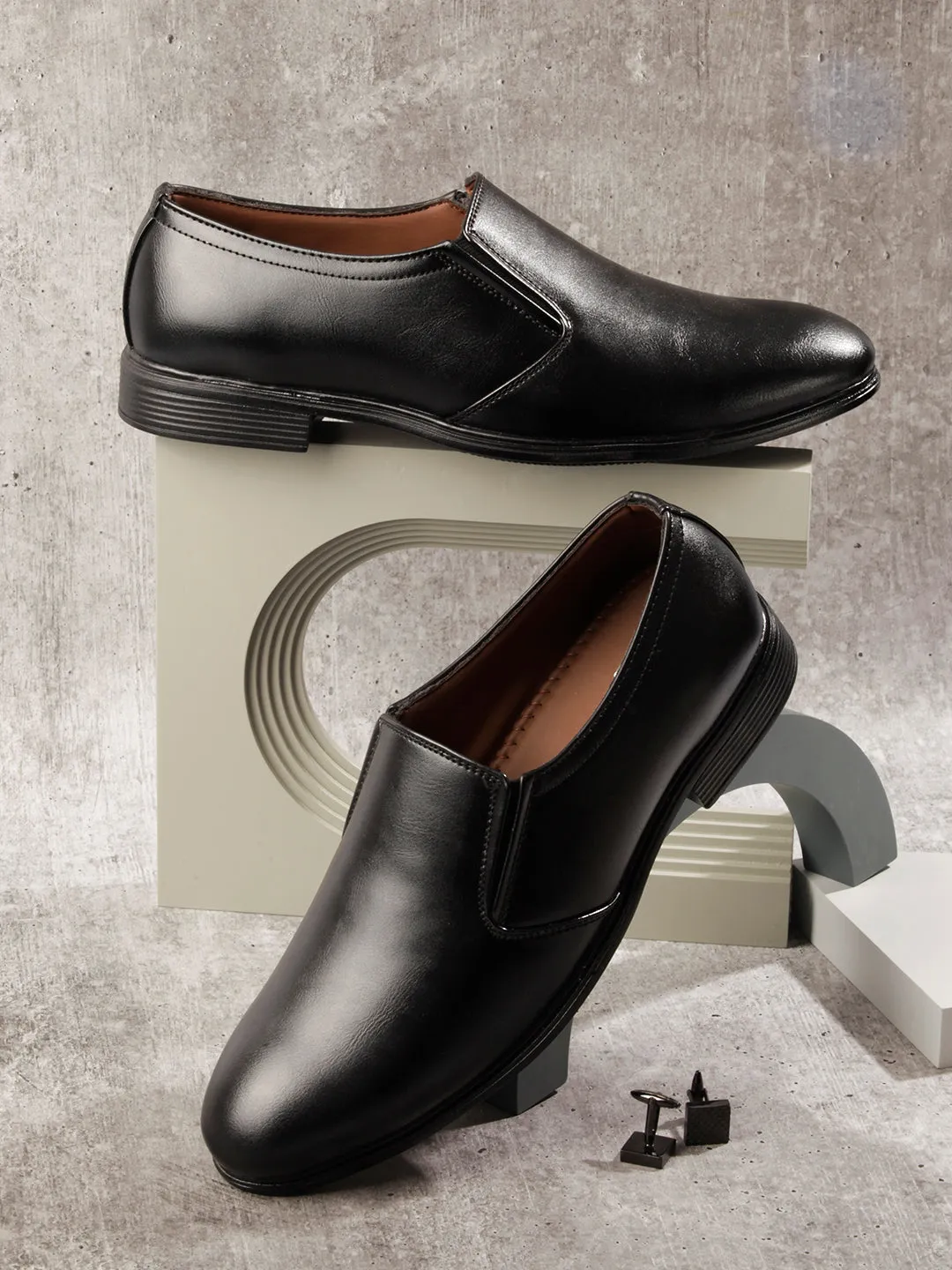 Men's Black Round Toe Slip On Formal (IX1075)