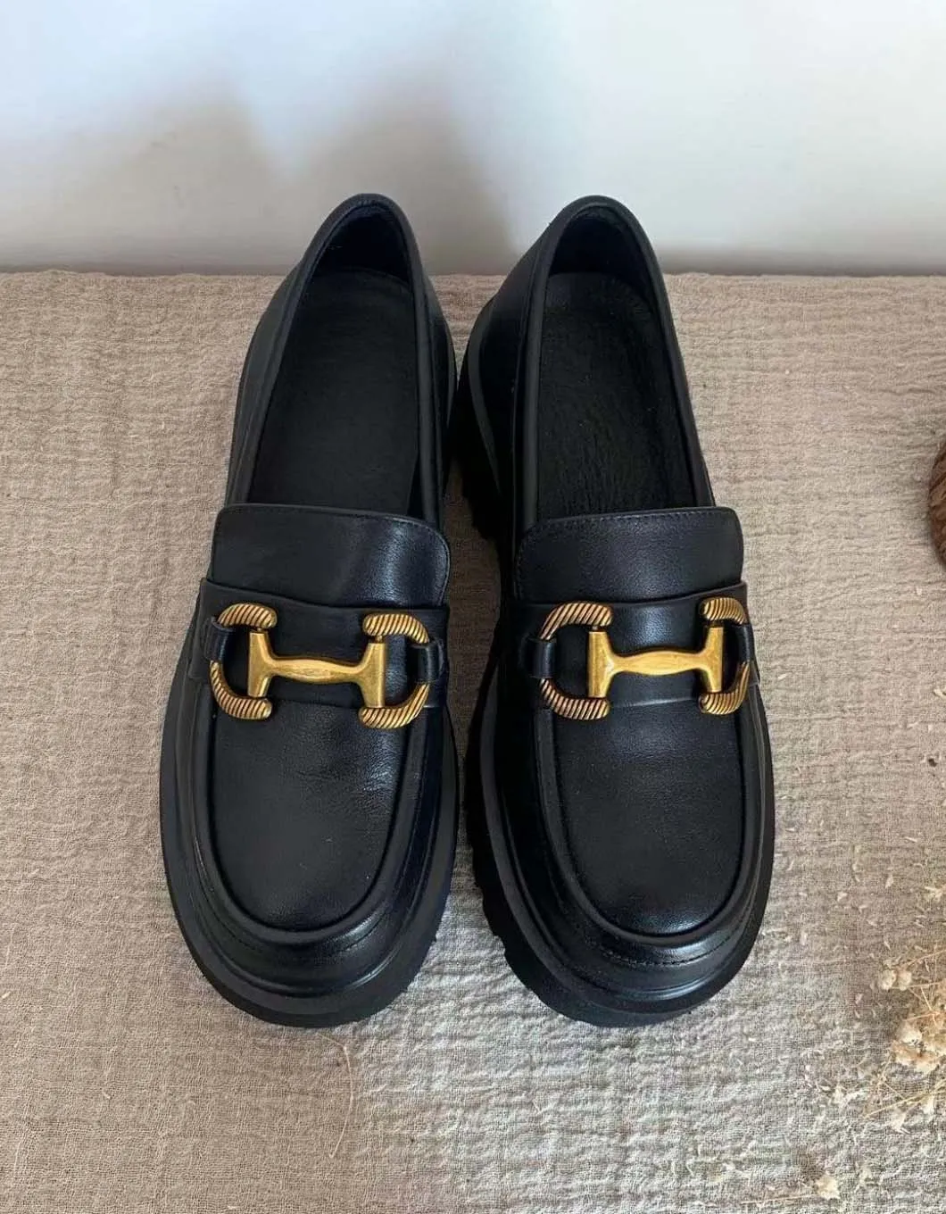 Metal Front Thick-Soled Comfortable Spring Loafers