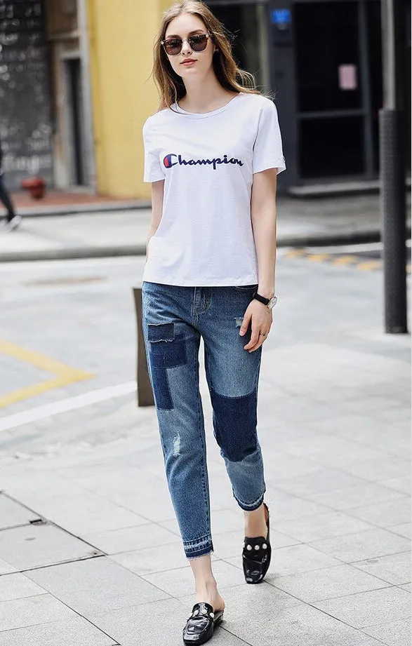 Modern Fit Color Block Jeans