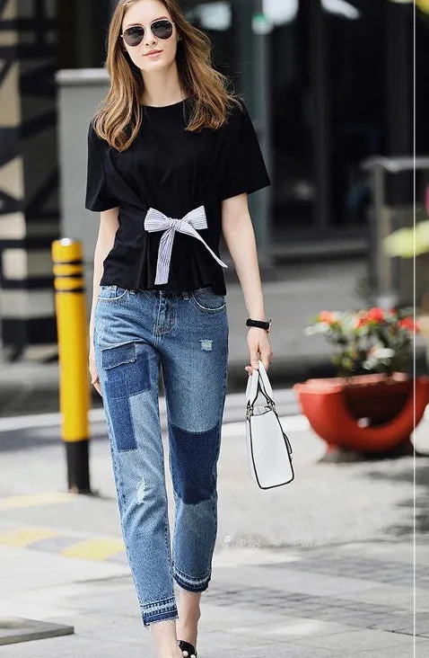 Modern Fit Color Block Jeans