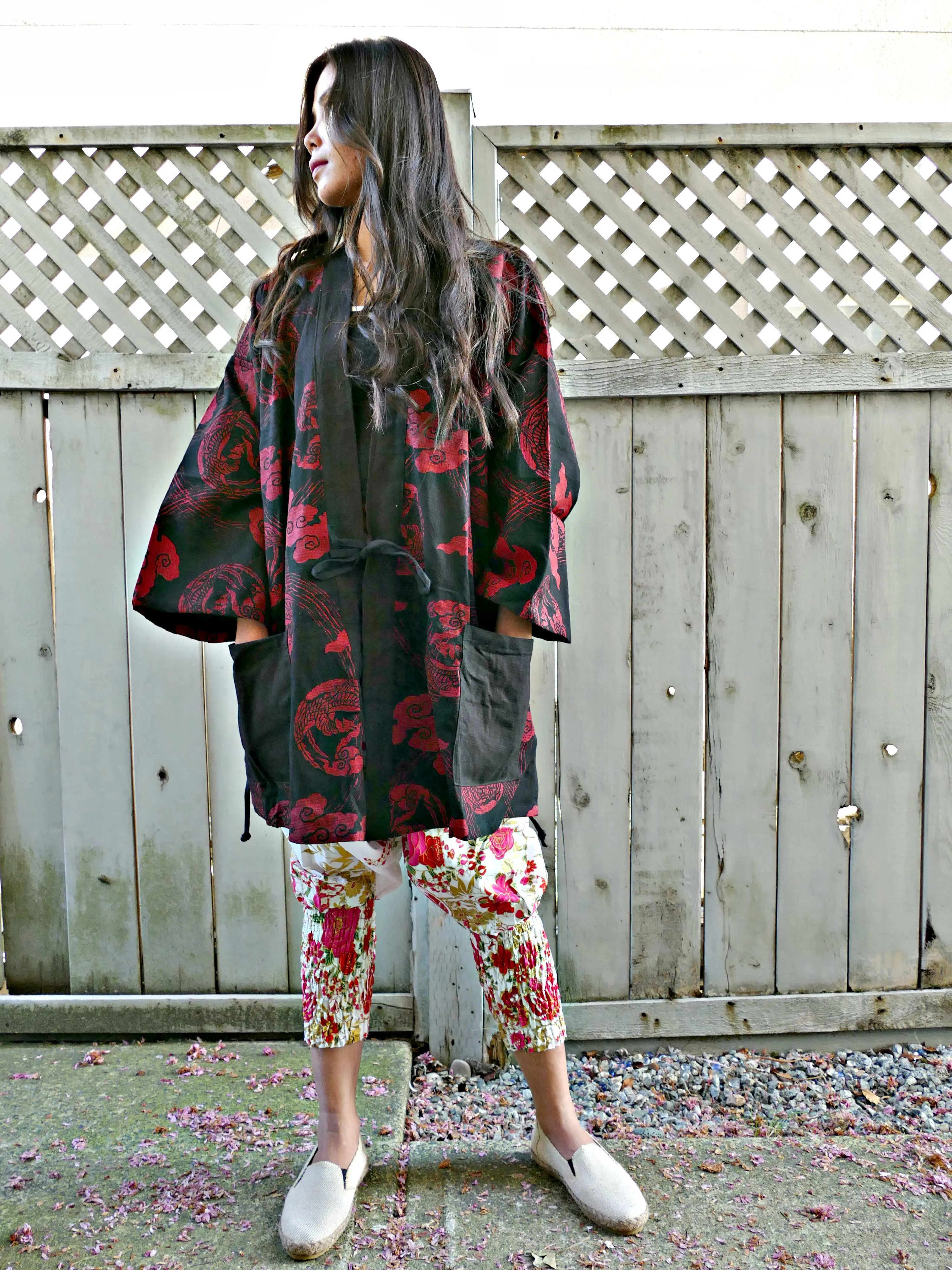 Noragi Kimono Special - RED/BLACK PHOENIX