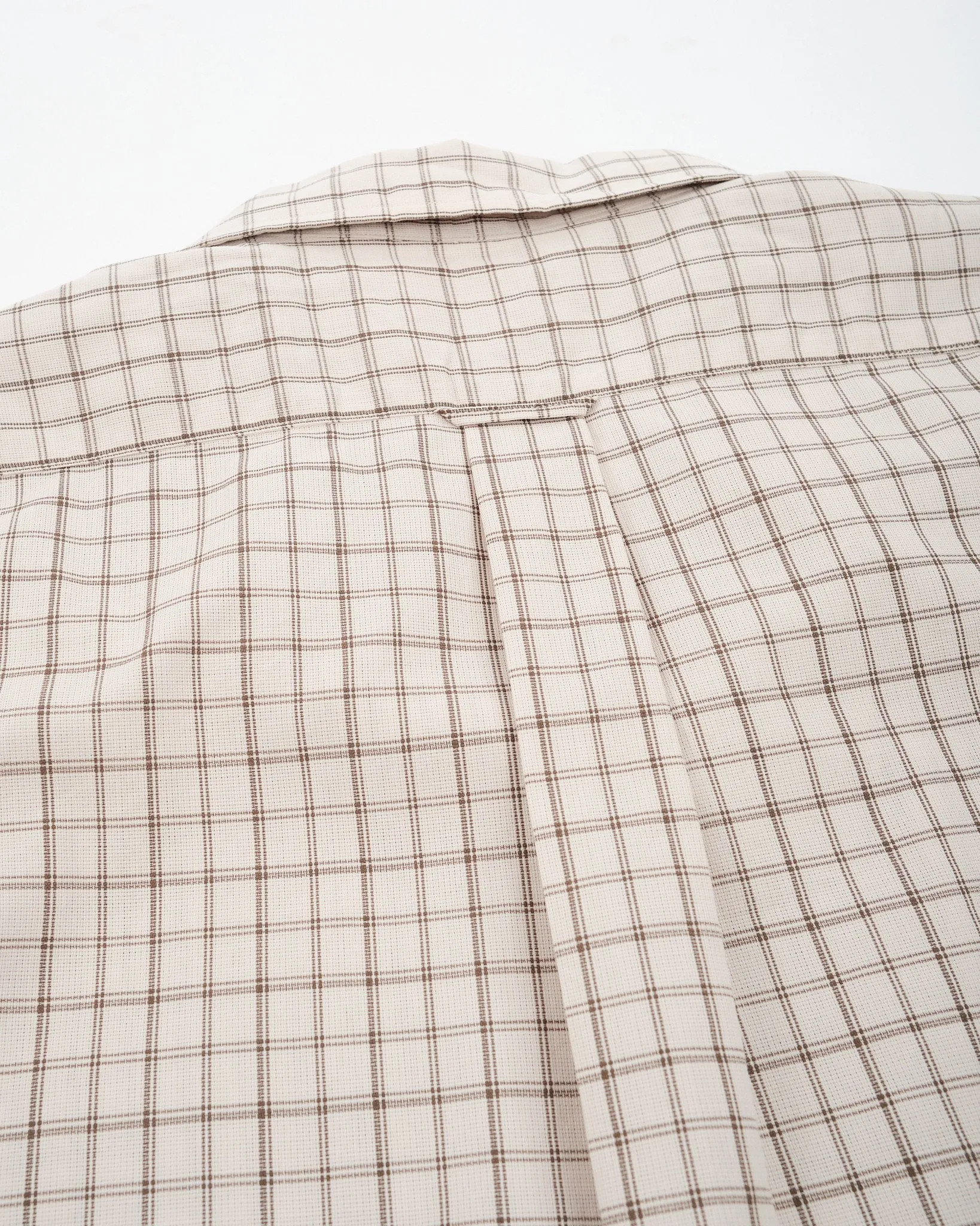 Open collar Panama Plaid S/S Shirt Beige