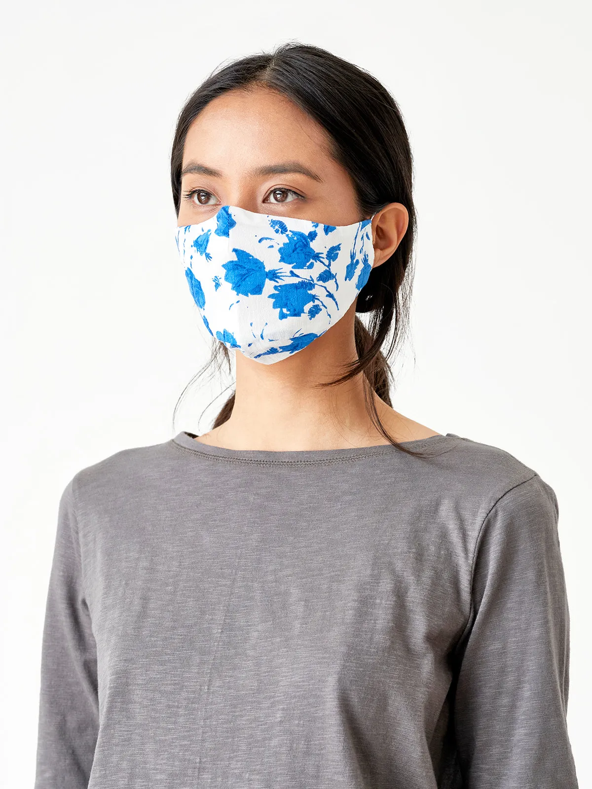 Organic Cotton Printed Face Mask - Angellica Blue