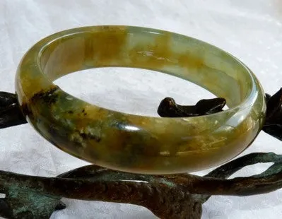 Powerful Woman Colorful Yang Energy Chinese River Jade Bangle Bracelet 59mm (NJ2523)