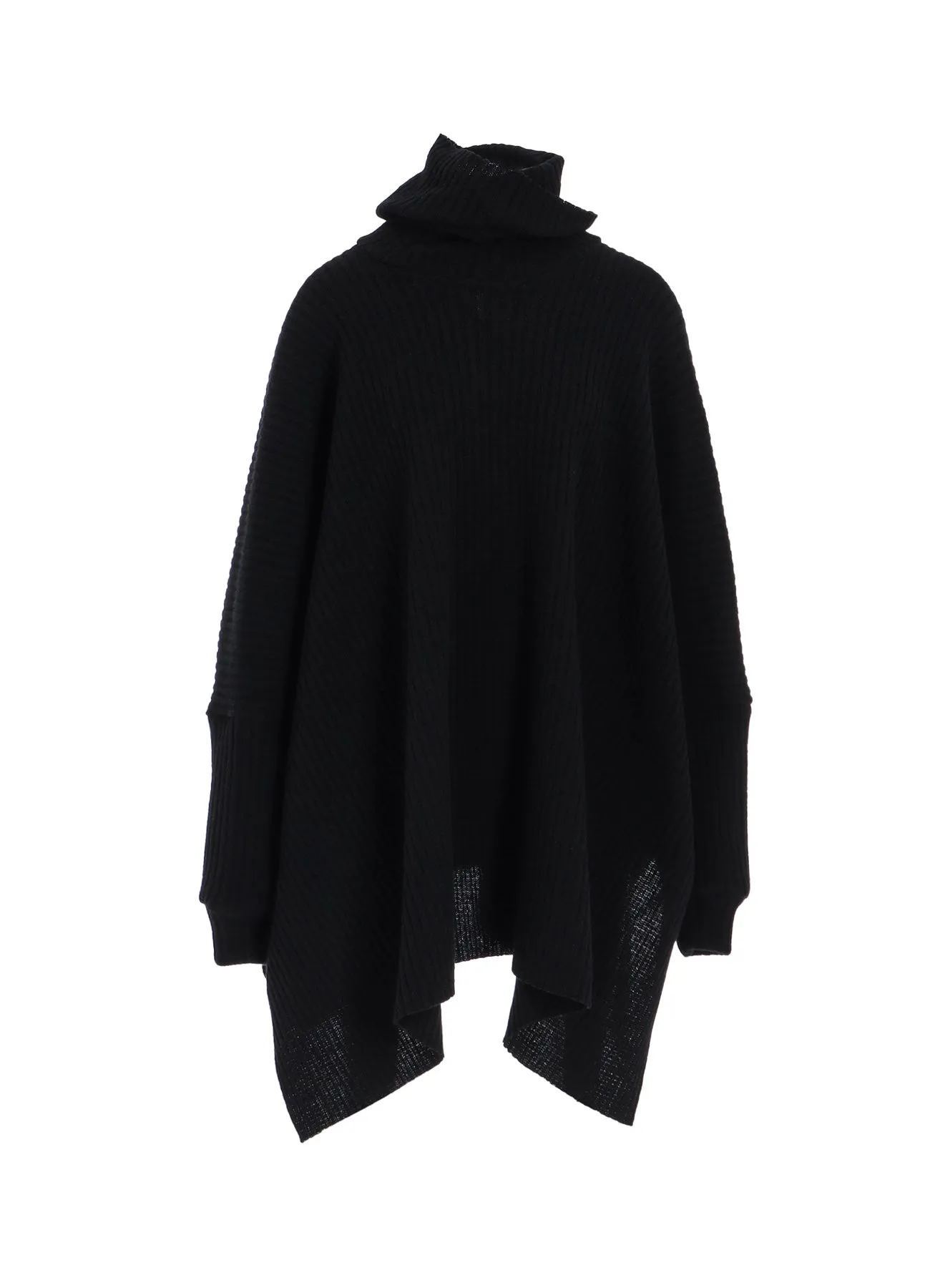 RIBBED HIGH NECK PONCHO WITH SLEEVE