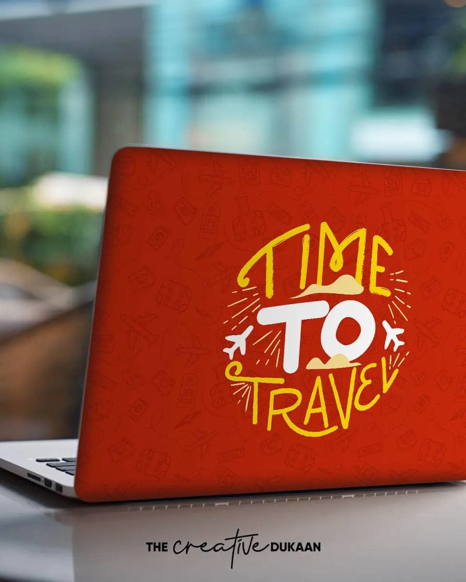 Stylish Laptop Skin With Time to Travel Quote