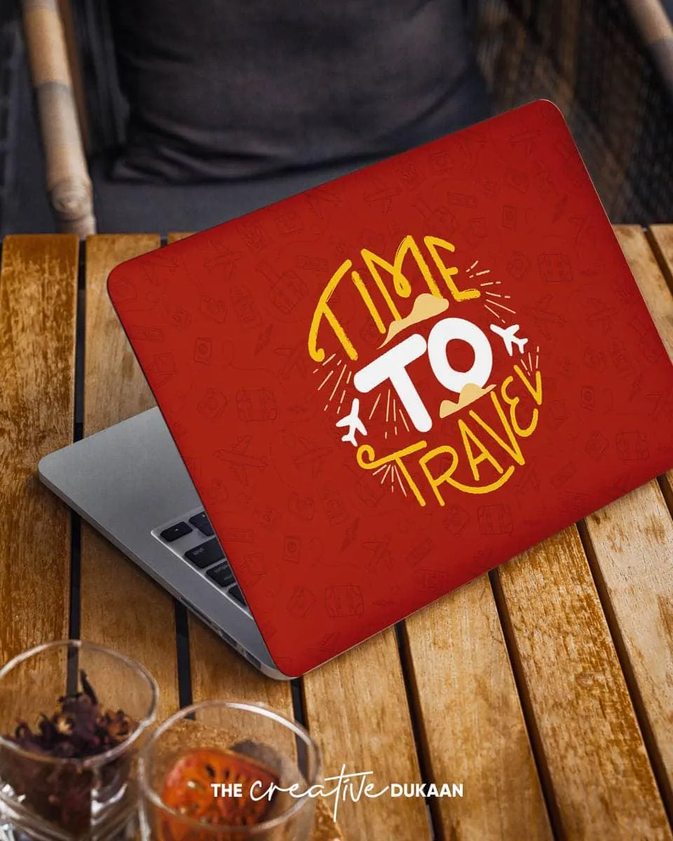 Stylish Laptop Skin With Time to Travel Quote