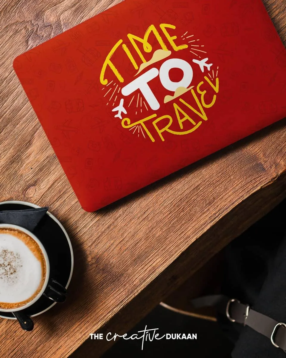 Stylish Laptop Skin With Time to Travel Quote