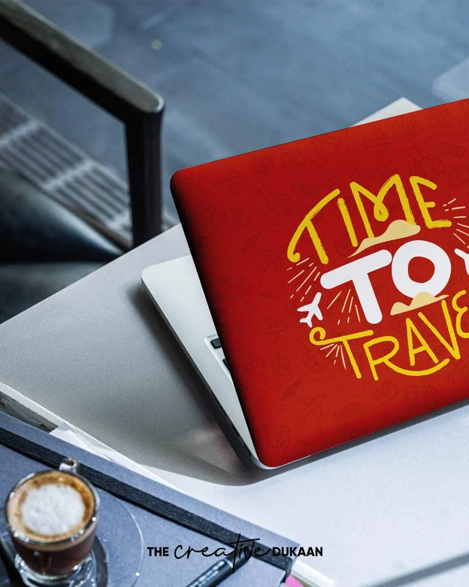 Stylish Laptop Skin With Time to Travel Quote