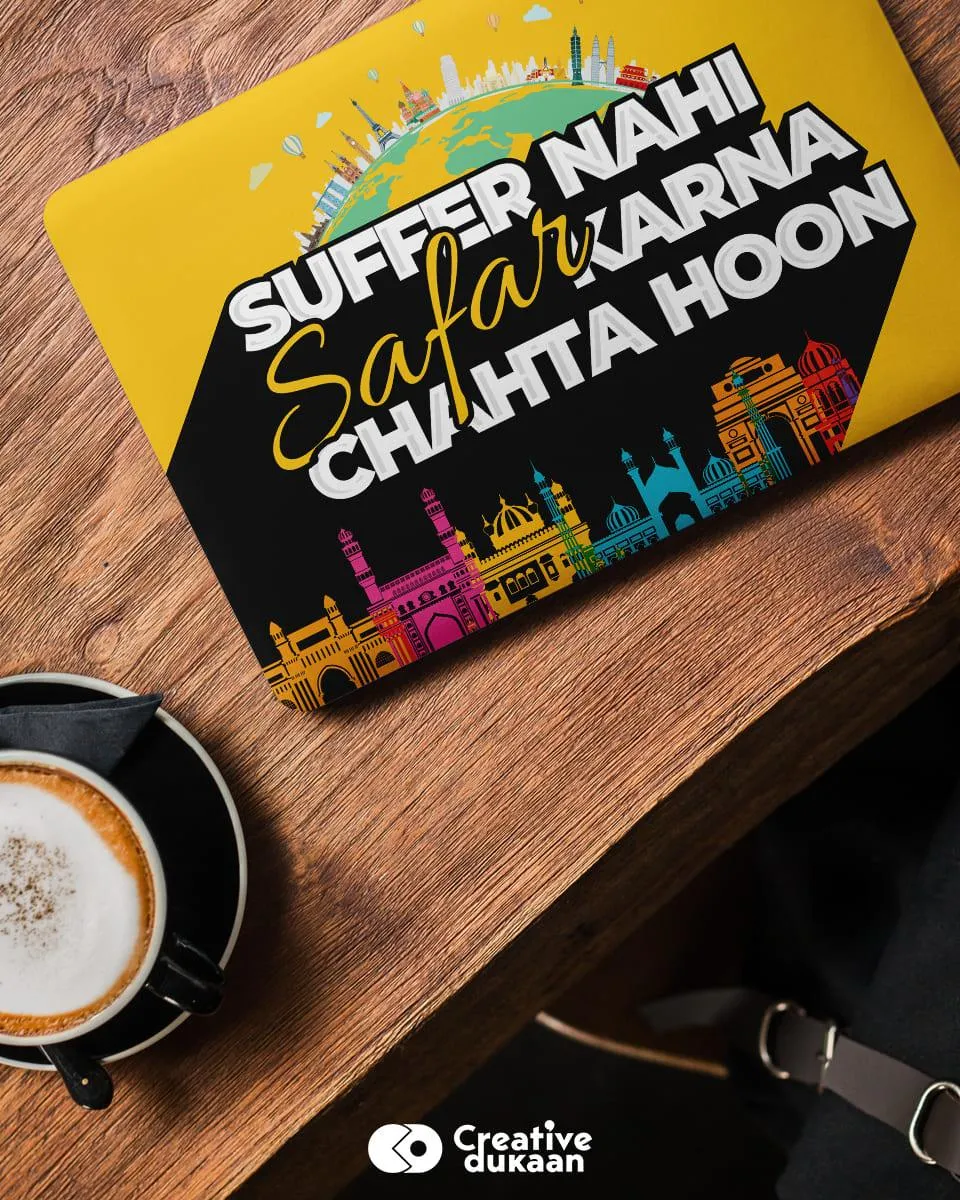 Travel Laptop Skin With "Safar karna chahta hoon" Cool Quote