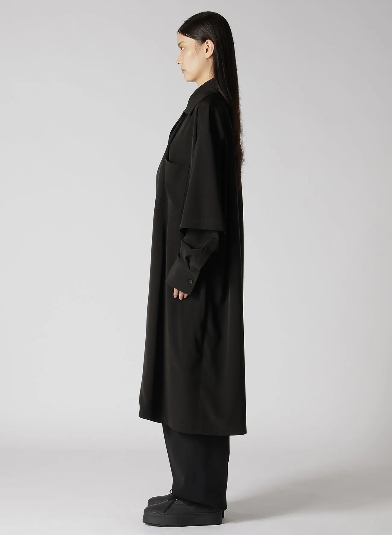 TRIACETATE/POLYESTER DOUBLE LAYERED LONG SHIRT