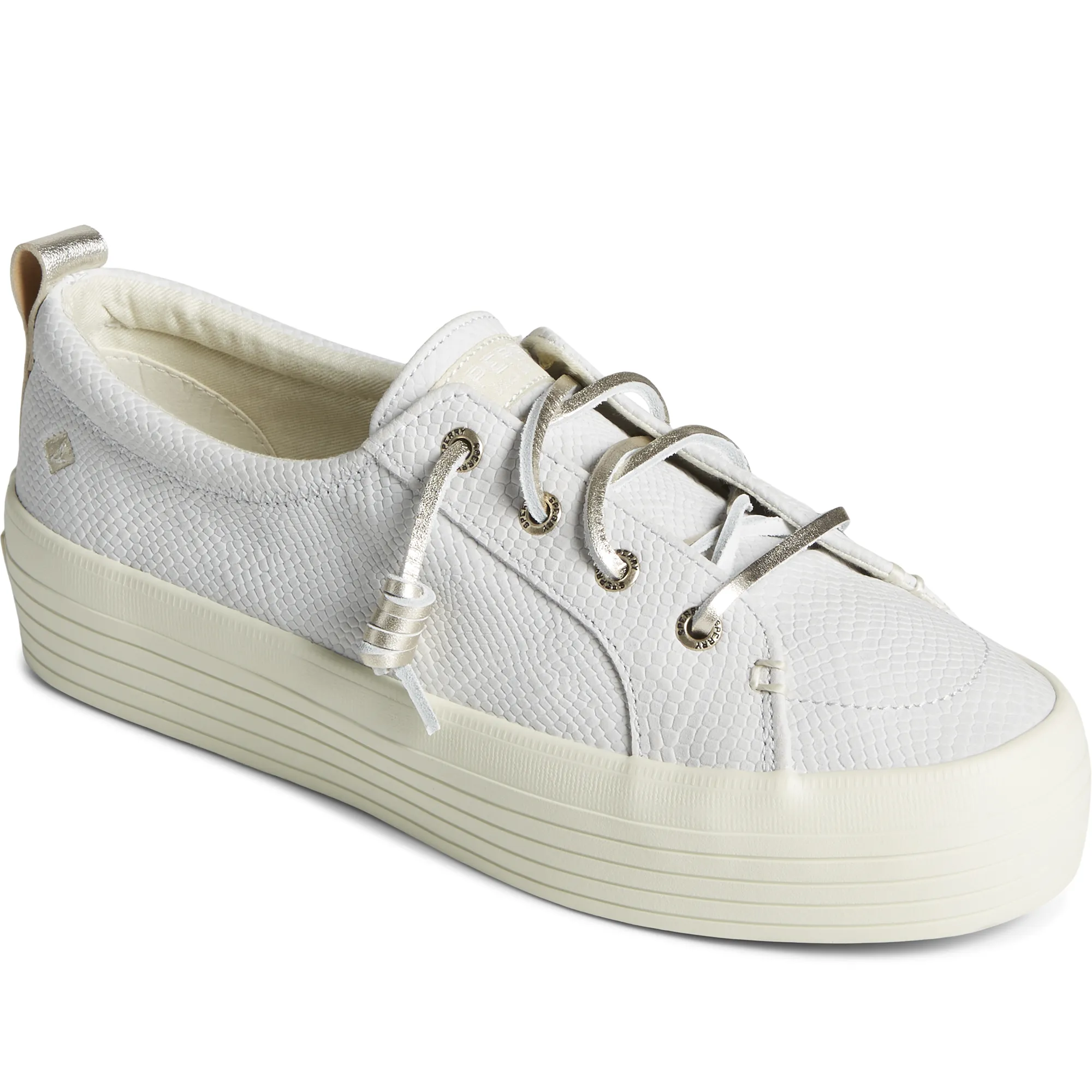 Women's Crest Vibe Platform Snake Sneaker - White (STS87804)