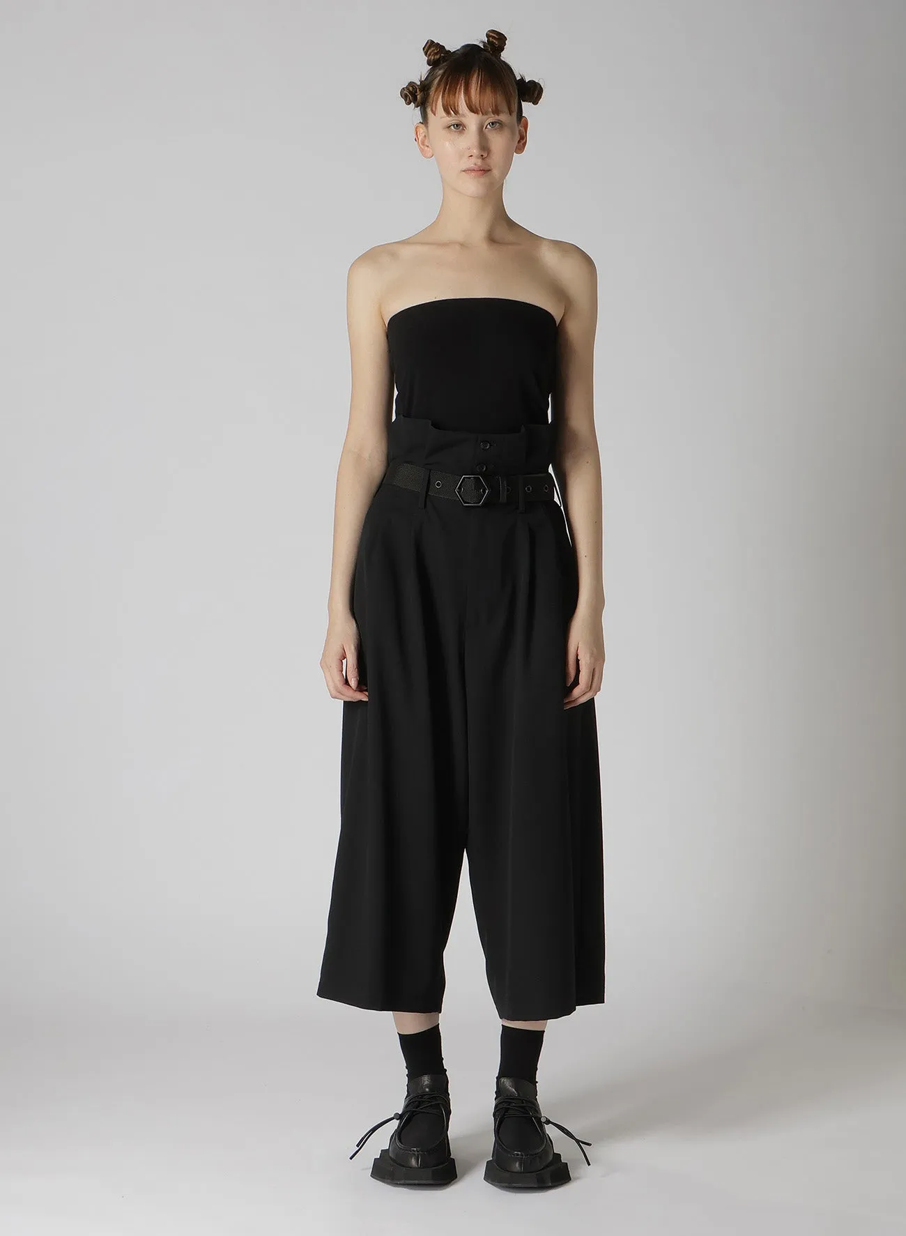 WOOL GABARDINE HIGH-WAIST CROPPED PANTS