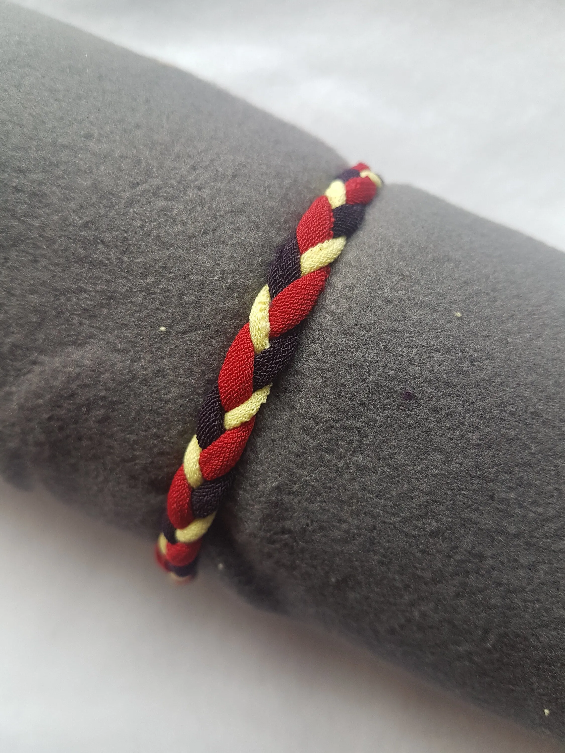 Yellow Red Purple Braided Bracelet Cuff